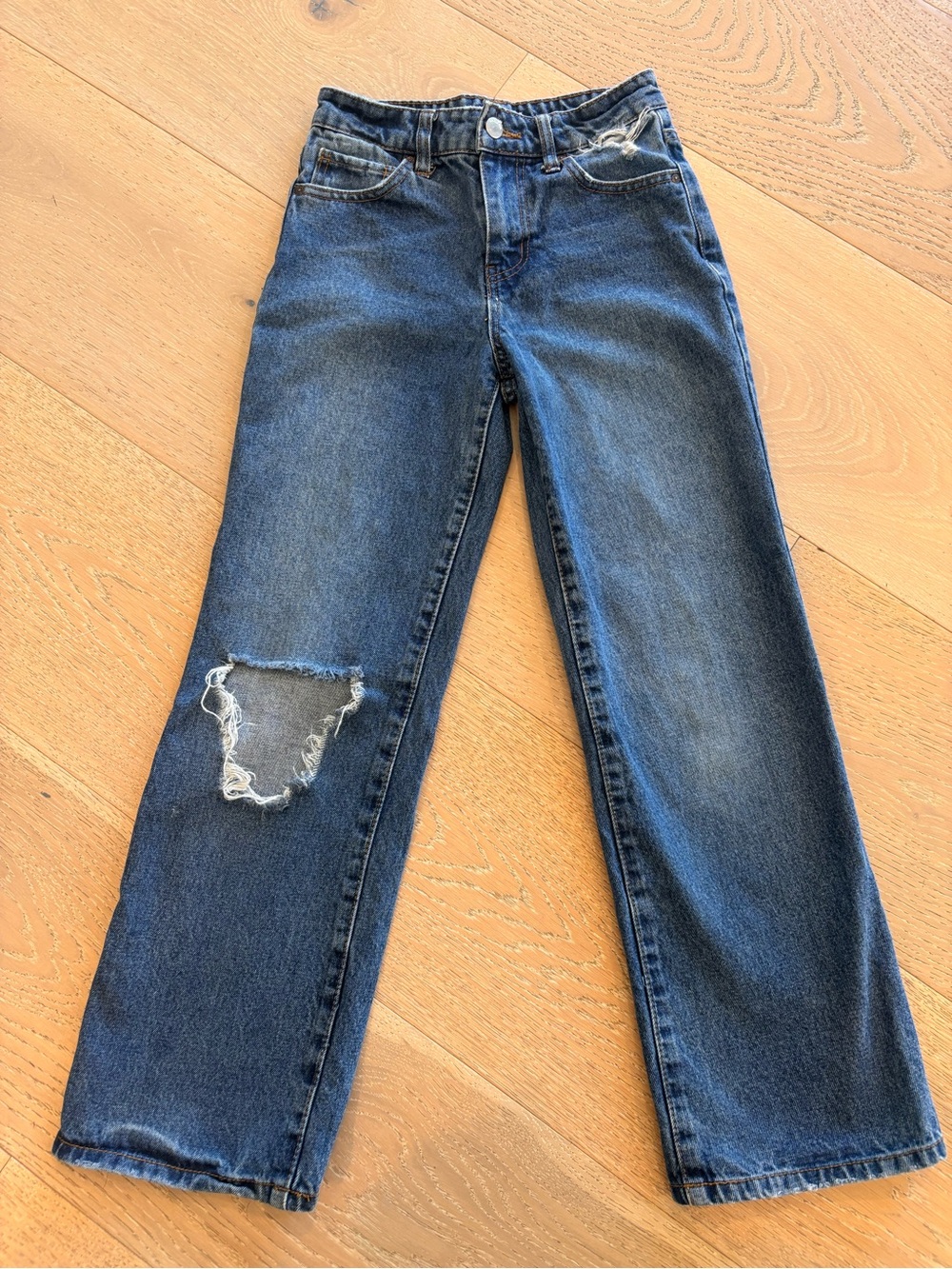 Tilly's Blue Distressed Kids Straight-Leg Jeans